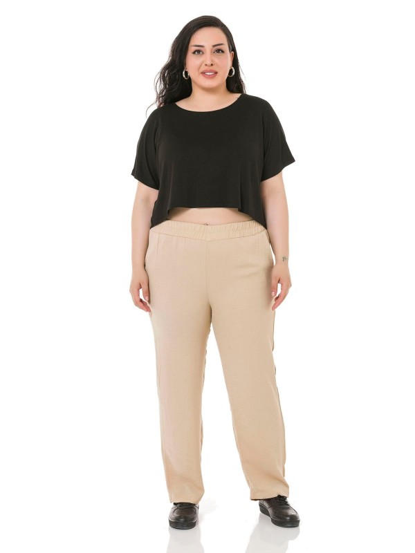 W-5228 Beige Дамски панталони в макси размери