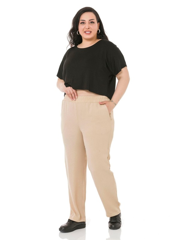 W-5228 Beige Дамски панталони в макси размери