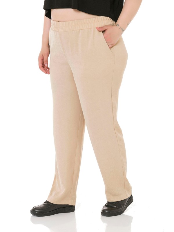 W-5228 Beige Дамски панталони в макси размери