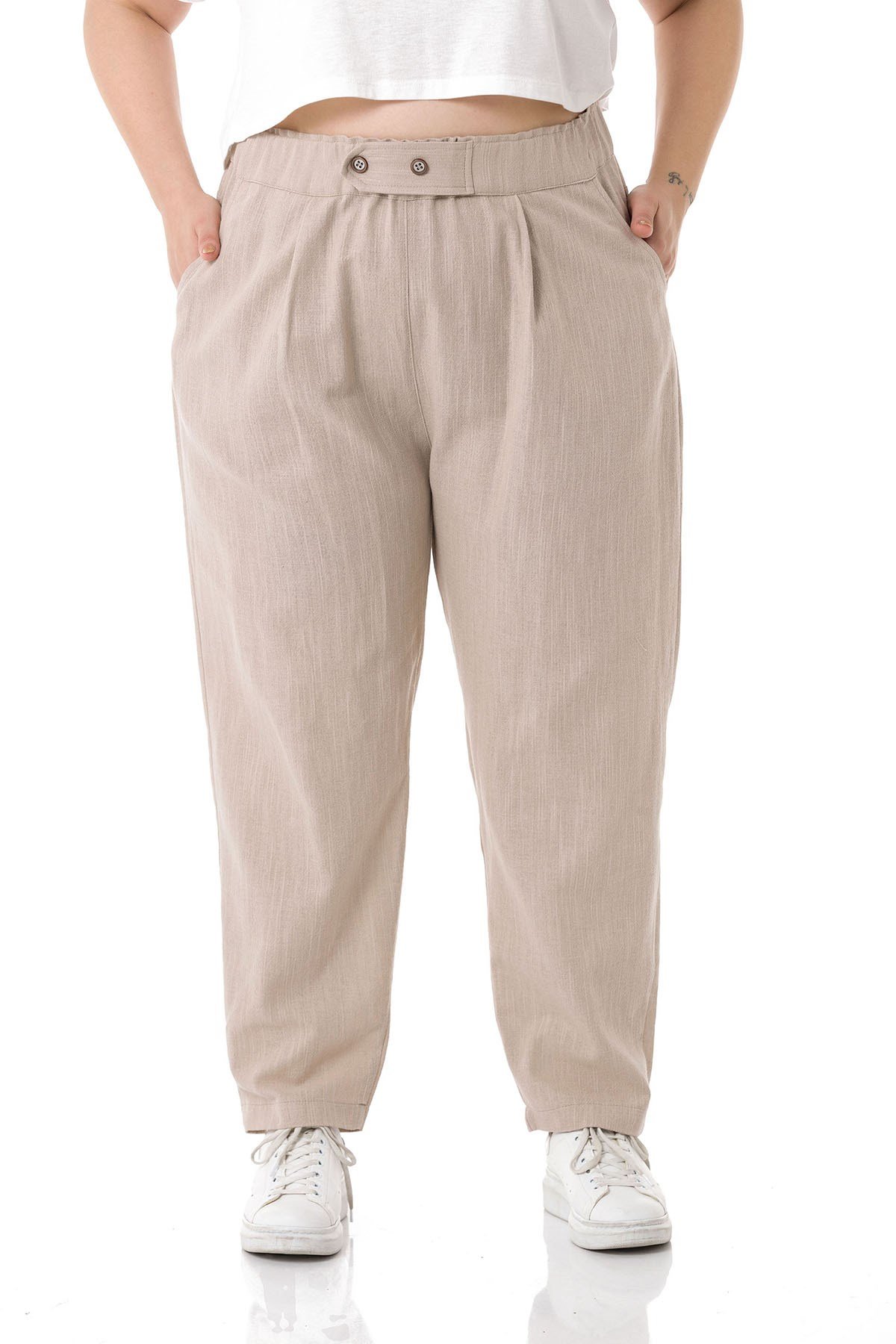 W-5245 Beige Дамски панталони в макси размери