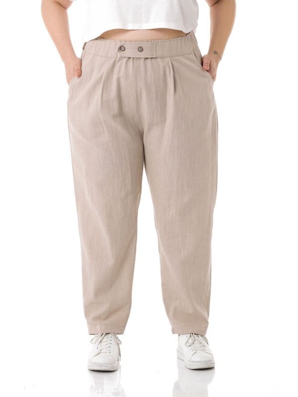 W-5245 Beige Дамски панталони в макси размери