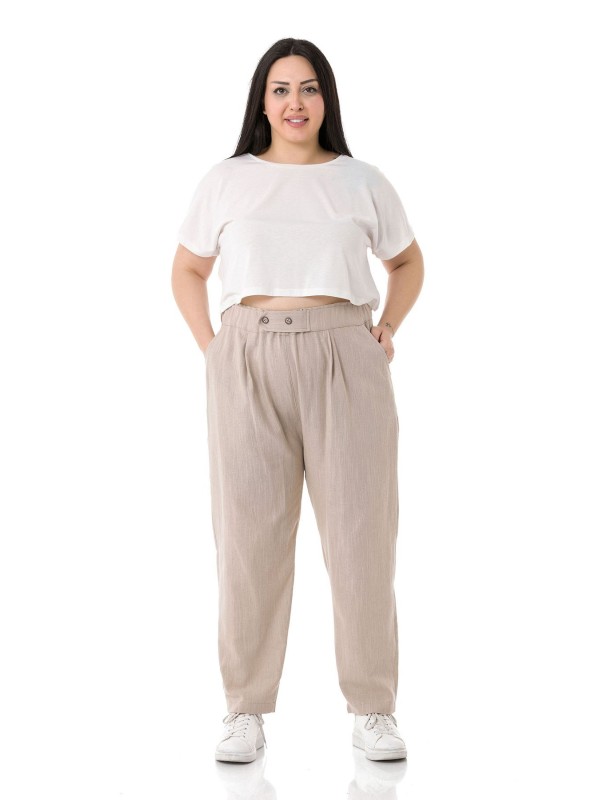 W-5245 Beige Дамски панталони в макси размери
