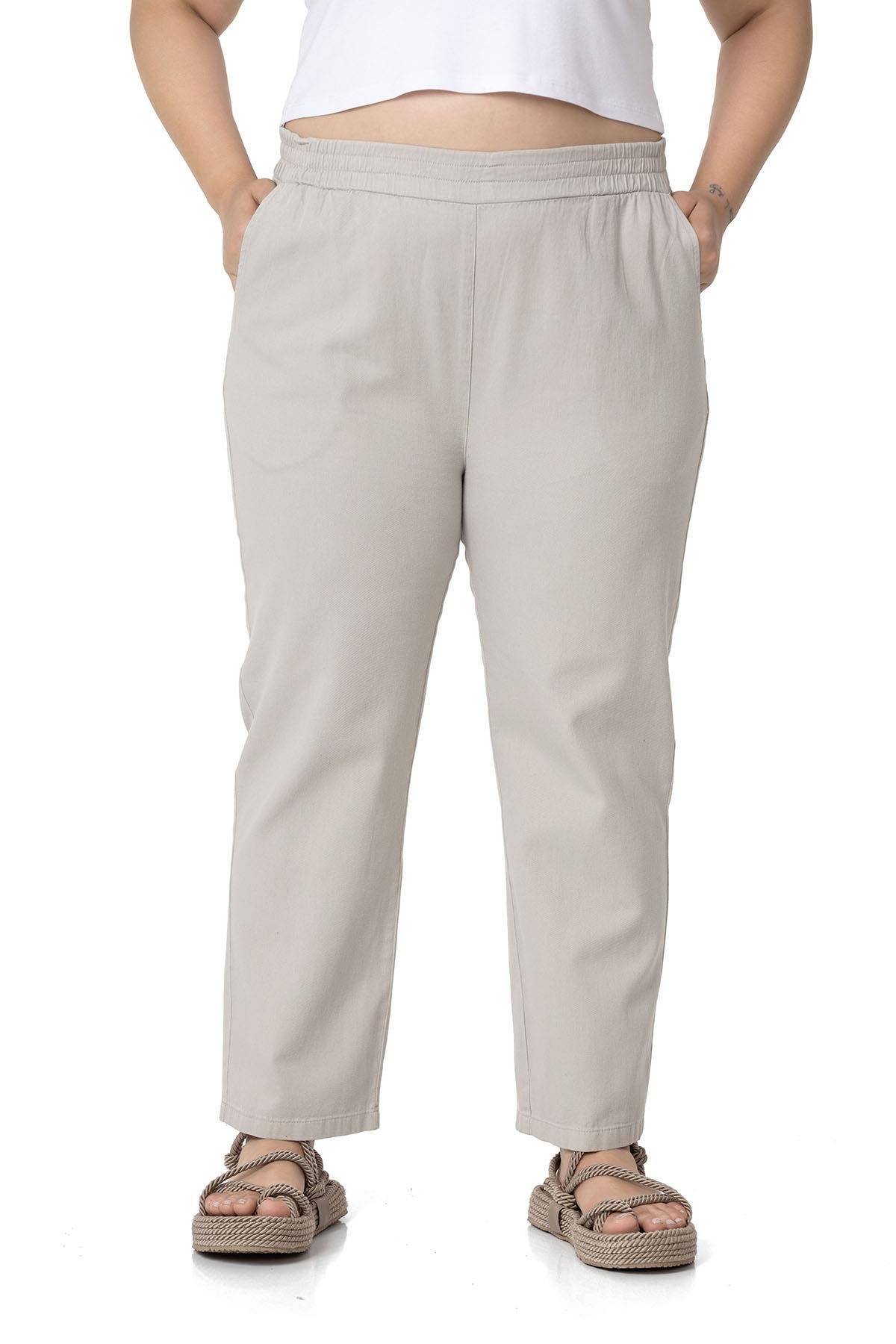 W-5249 Beige Дамски панталони в макси размери