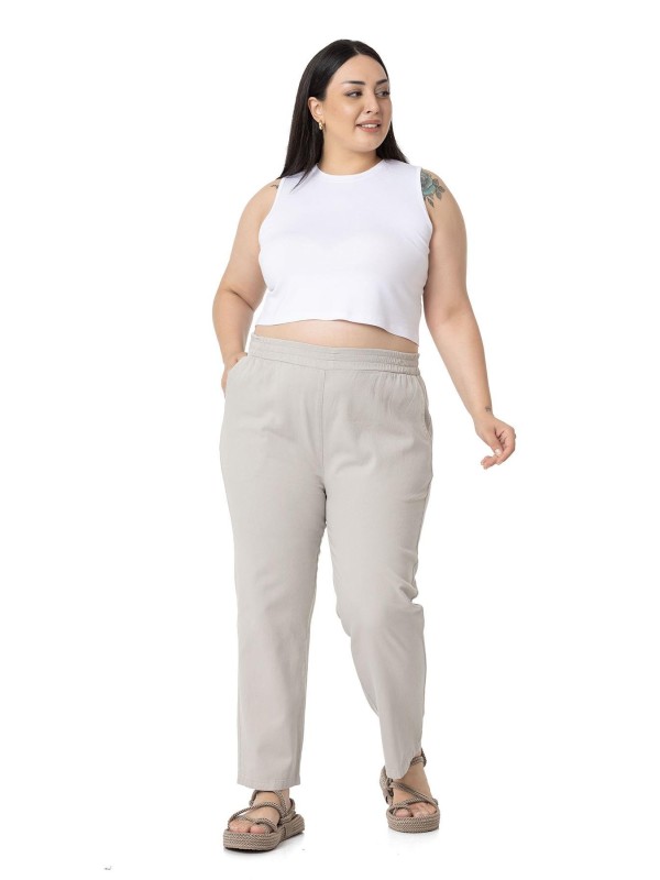 W-5249 Beige Дамски панталони в макси размери
