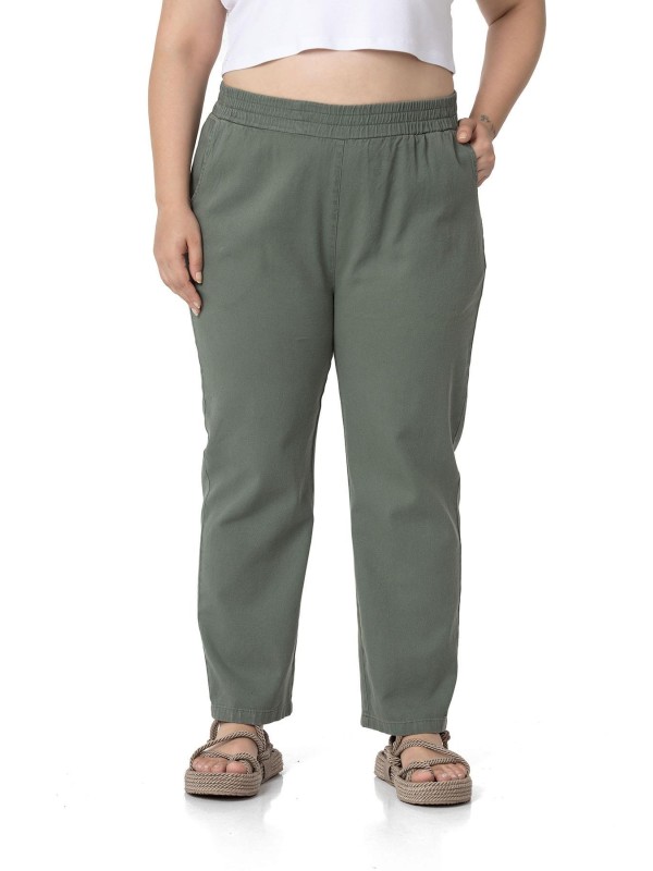 W-5249 Khaki Дамски панталони в макси размери