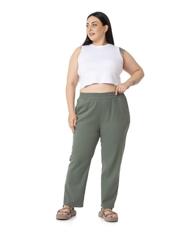W-5249 Khaki Дамски панталони в макси размери
