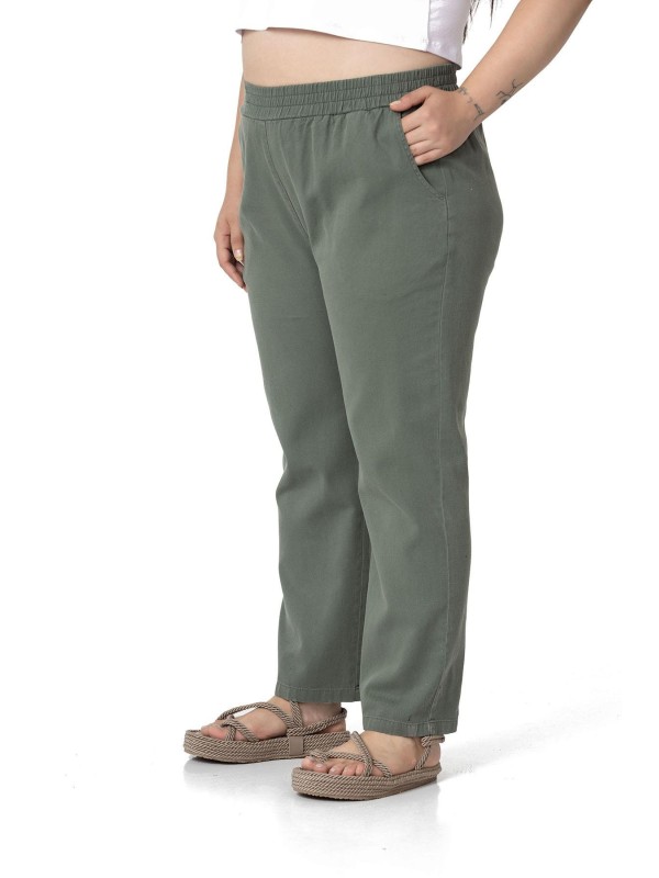 W-5249 Khaki Дамски панталони в макси размери