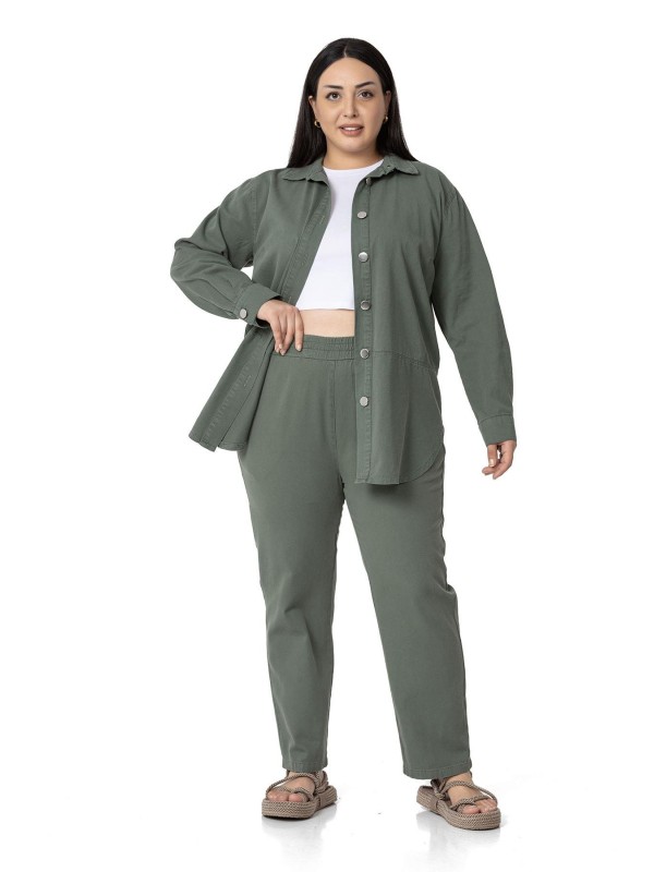W-5249 Khaki Дамски панталони в макси размери
