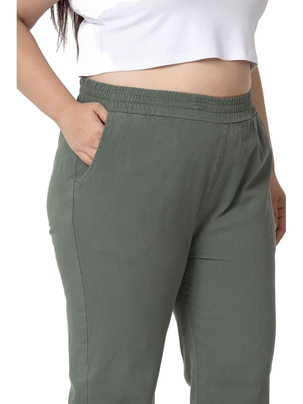W-5249 Khaki Дамски панталони в макси размери