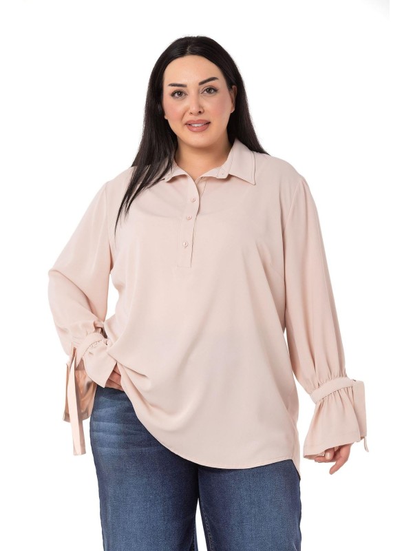 W-5754 Beige Дамска риза в макси размери