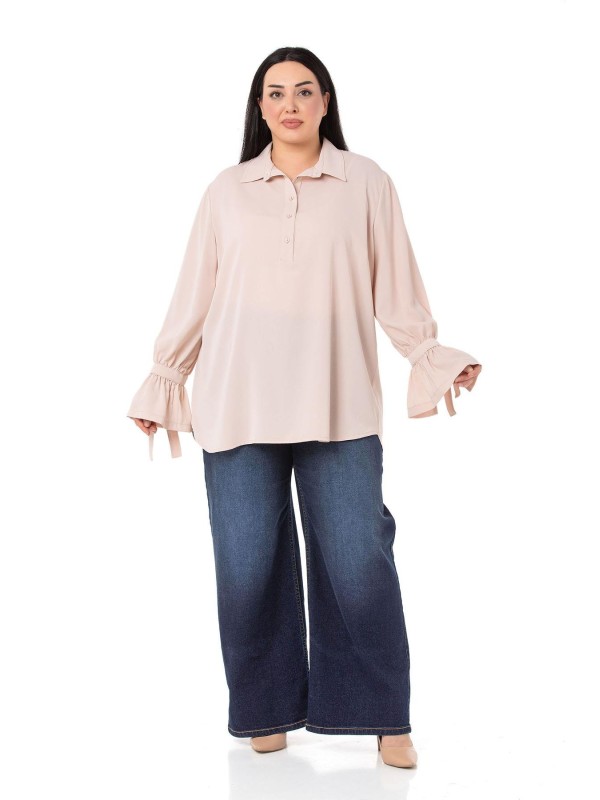 W-5754 Beige Дамска риза в макси размери