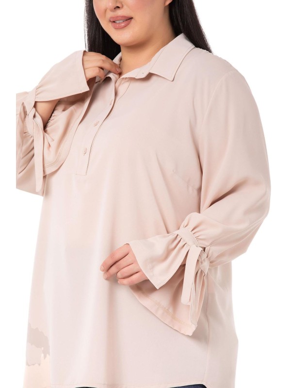 W-5754 Beige Дамска риза в макси размери