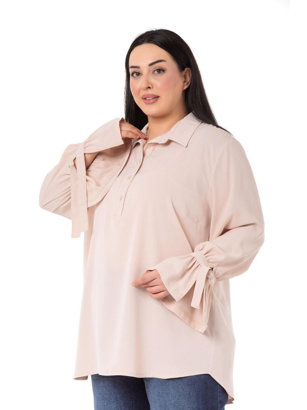 W-5754 Beige Дамска риза в макси размери