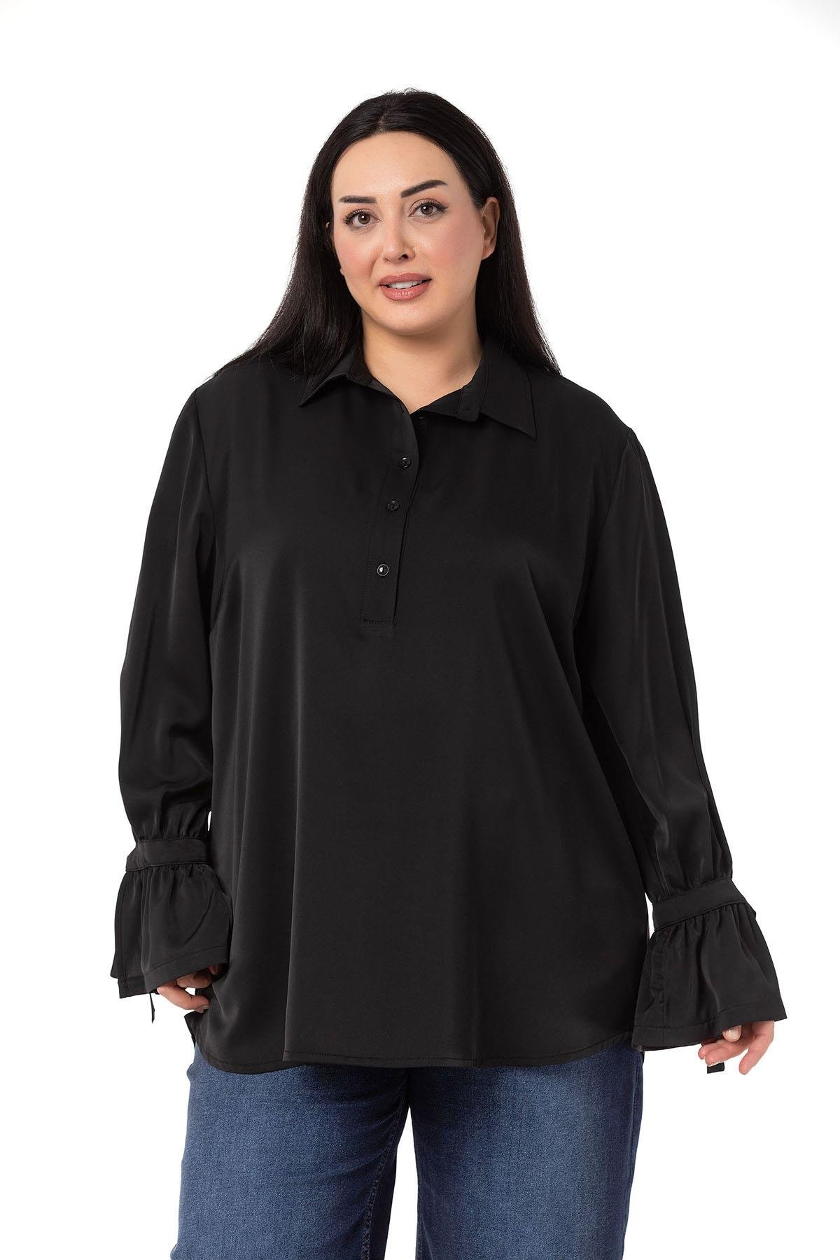 W-5754 Black Дамска риза в макси размери