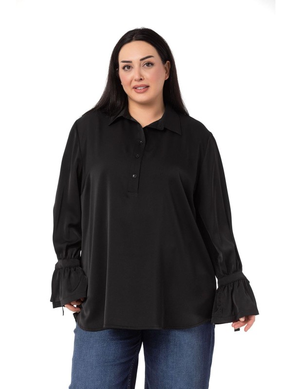 W-5754 Black Дамска риза в макси размери