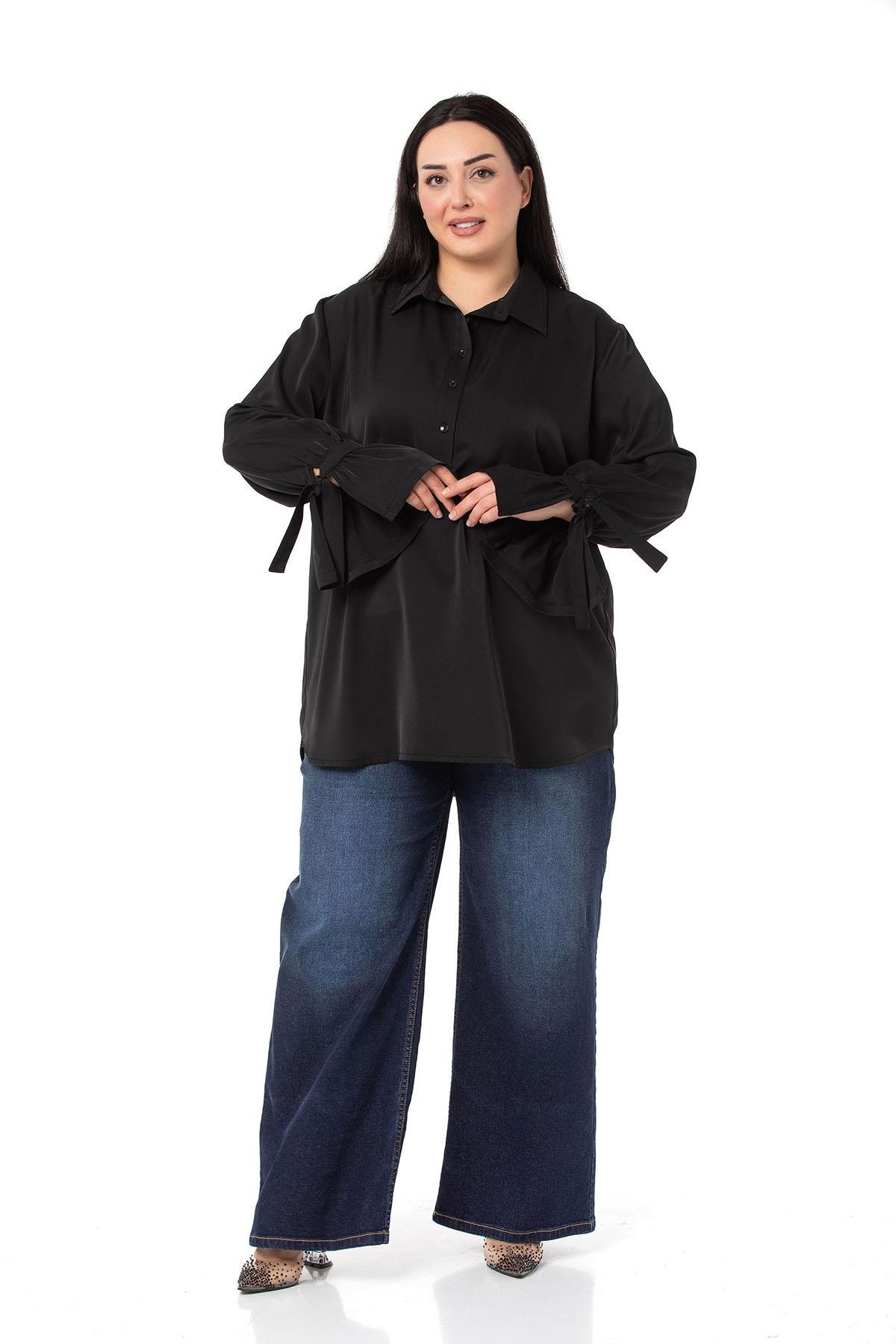 W-5754 Black Дамска риза в макси размери W-5754 Black Дамска риза в макси размери