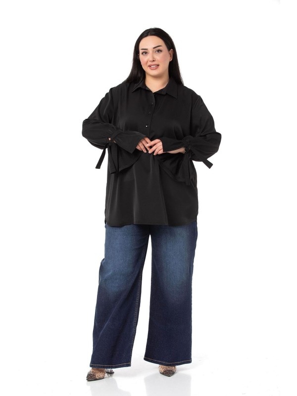 W-5754 Black Дамска риза в макси размери