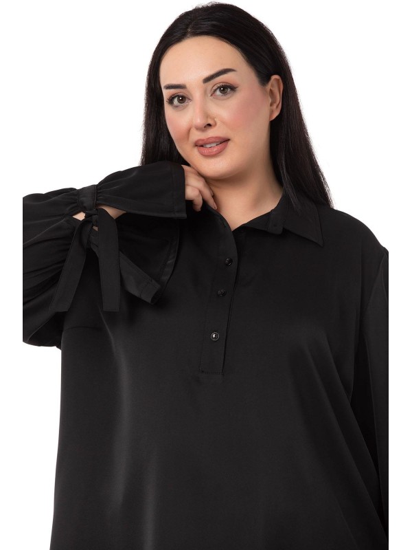 W-5754 Black Дамска риза в макси размери