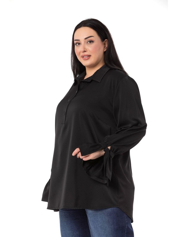 W-5754 Black Дамска риза в макси размери