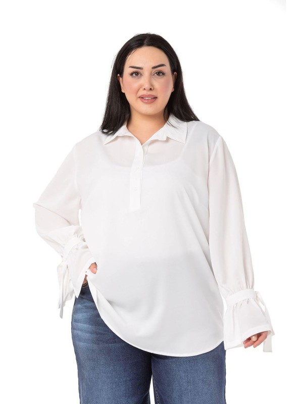 W-5754 White Дамска риза в макси размери