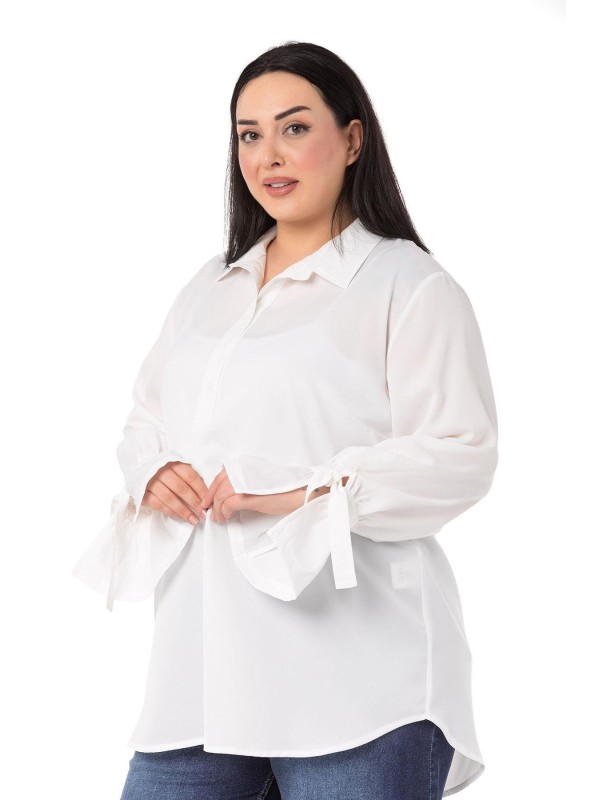 W-5754 White Дамска риза в макси размери