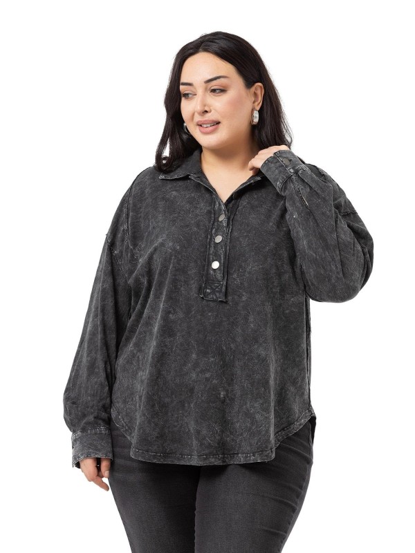 W-5758 Black Дамска блуза в макси размери