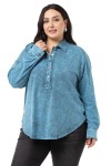 W-5758 Blue Дамска блуза в макси размери