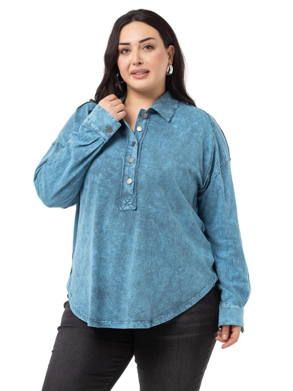 W-5758 Blue Дамска блуза в макси размери