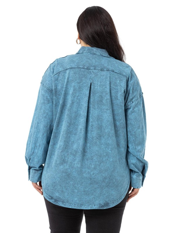 W-5758 Blue Дамска блуза в макси размери