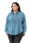 W-5758 Blue Дамска блуза в макси размери