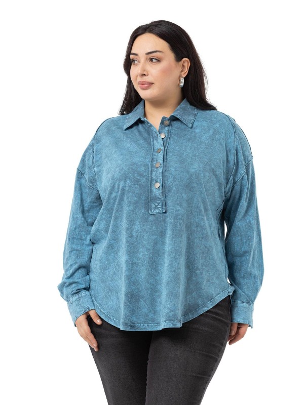W-5758 Blue Дамска блуза в макси размери
