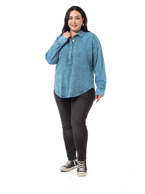 W-5758 Blue Дамска блуза в макси размери