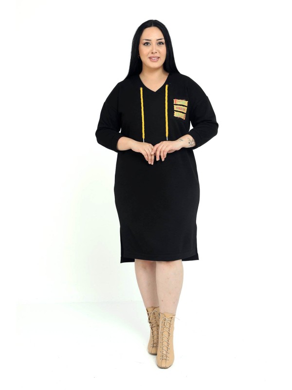 W-6252 Black Дамска рокля в макси размери