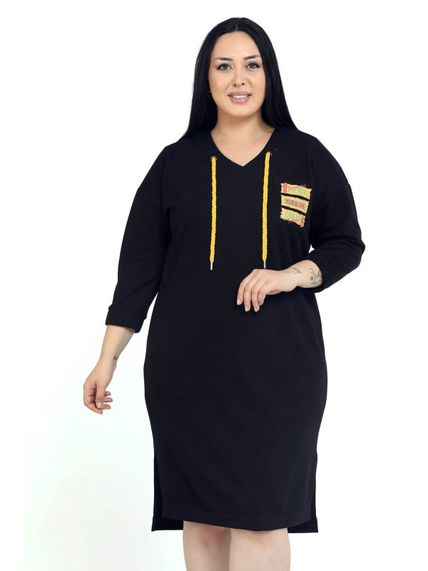 W-6252 Black Дамска рокля в макси размери
