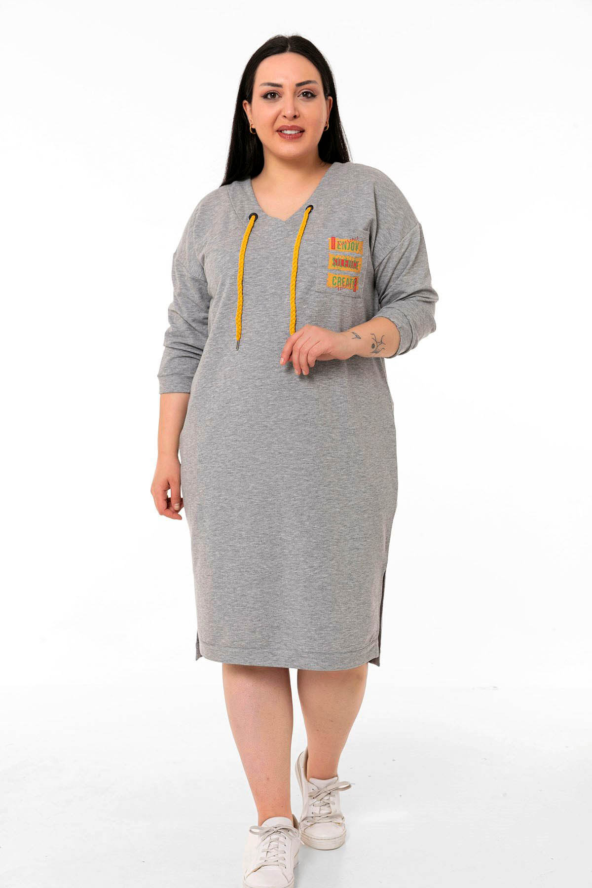 W-6252 Grey Дамска рокля в макси размери