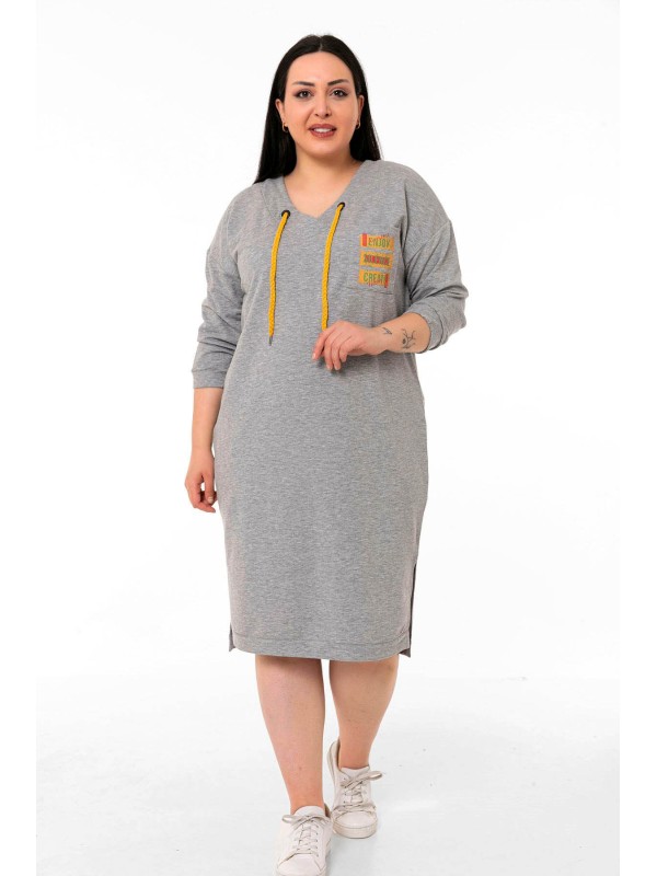 W-6252 Grey Дамска рокля в макси размери