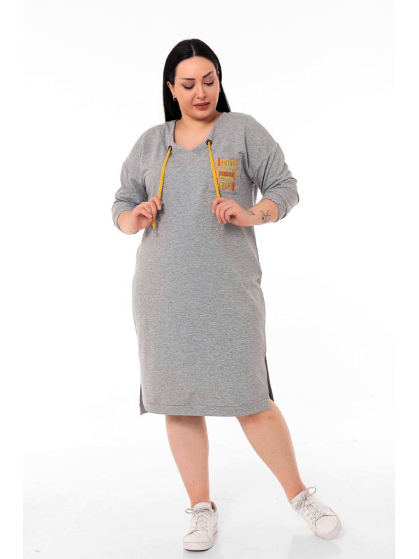 W-6252 Grey Дамска рокля в макси размери