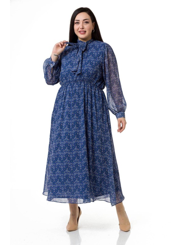 W-6272 Blue Дамска рокля в макси размери