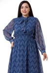 W-6272 Blue Дамска рокля в макси размери