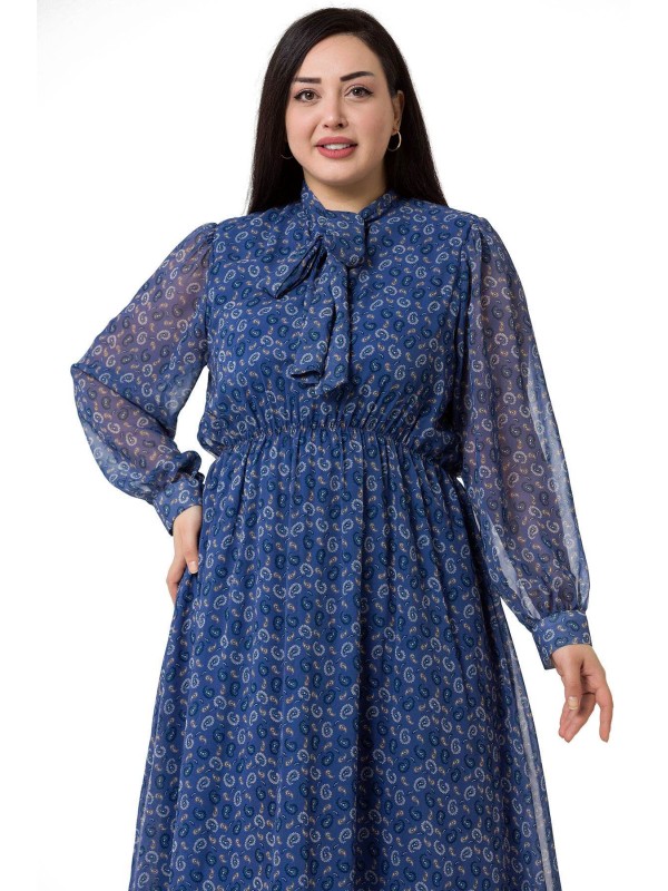W-6272 Blue Дамска рокля в макси размери