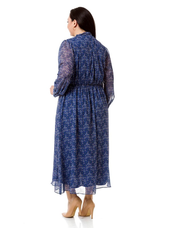 W-6272 Blue Дамска рокля в макси размери