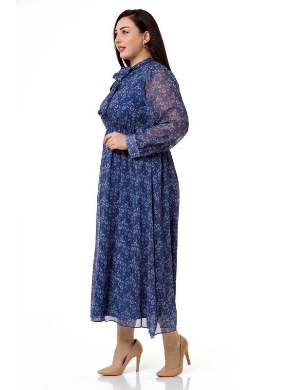 W-6272 Blue Дамска рокля в макси размери