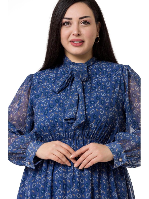 W-6272 Blue Дамска рокля в макси размери