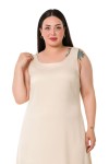 W-6289 Beige Дамска рокля в макси размери