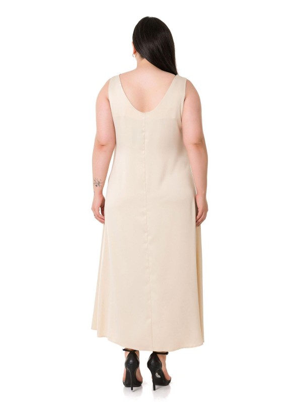 W-6289 Beige Дамска рокля в макси размери