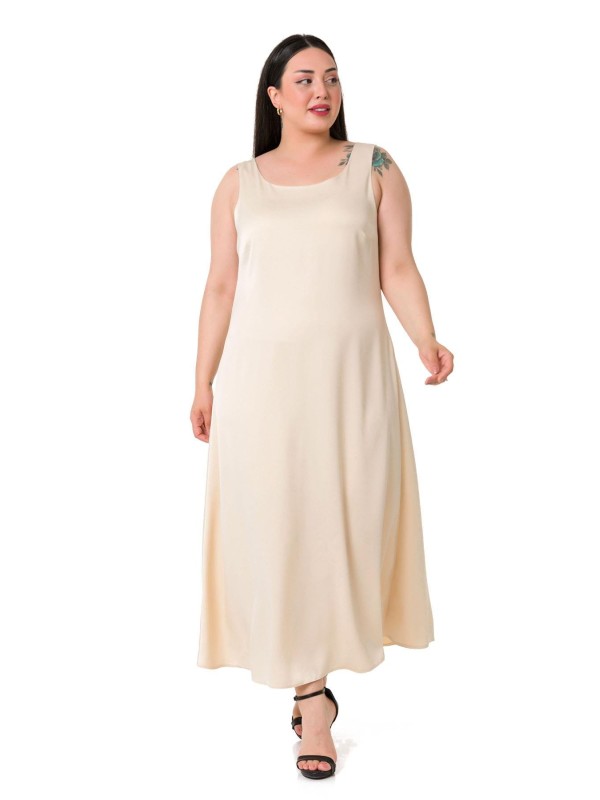 W-6289 Beige Дамска рокля в макси размери