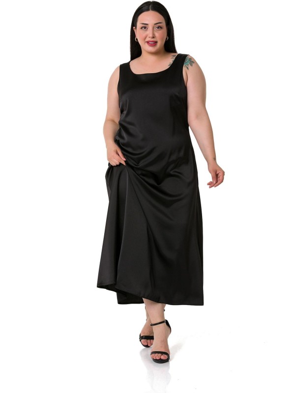 W-6289 Black Дамска рокля в макси размери