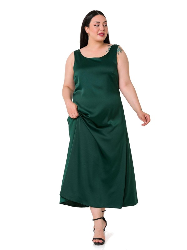 W-6289 Green Дамска рокля в макси размери