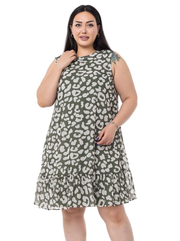 W-6301 Green Дамска рокля в макси размери