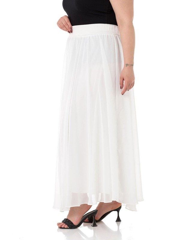 W-6402 White Дамски шифон пола в макси размери